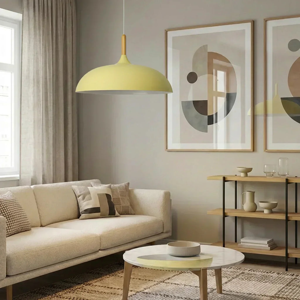 Pendant Light With Sculptural Shape Design In Metal And Wood | Temsk