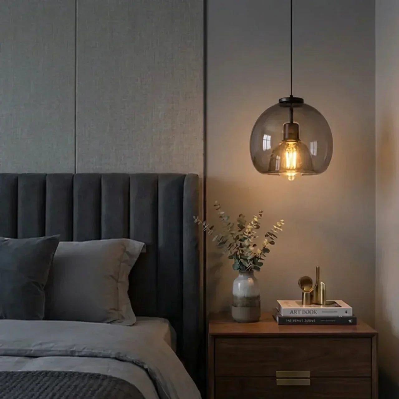 Smoked Glass Dome Pendant Light for Kitchens, Dining Areas, and Living Spaces | Temsk