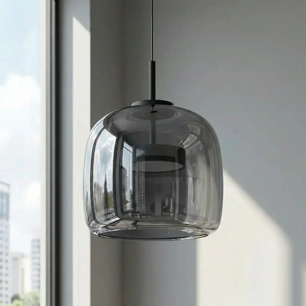 Smoked Glass Pendant Light With Built In LED For Ceiling Mount | Temsk