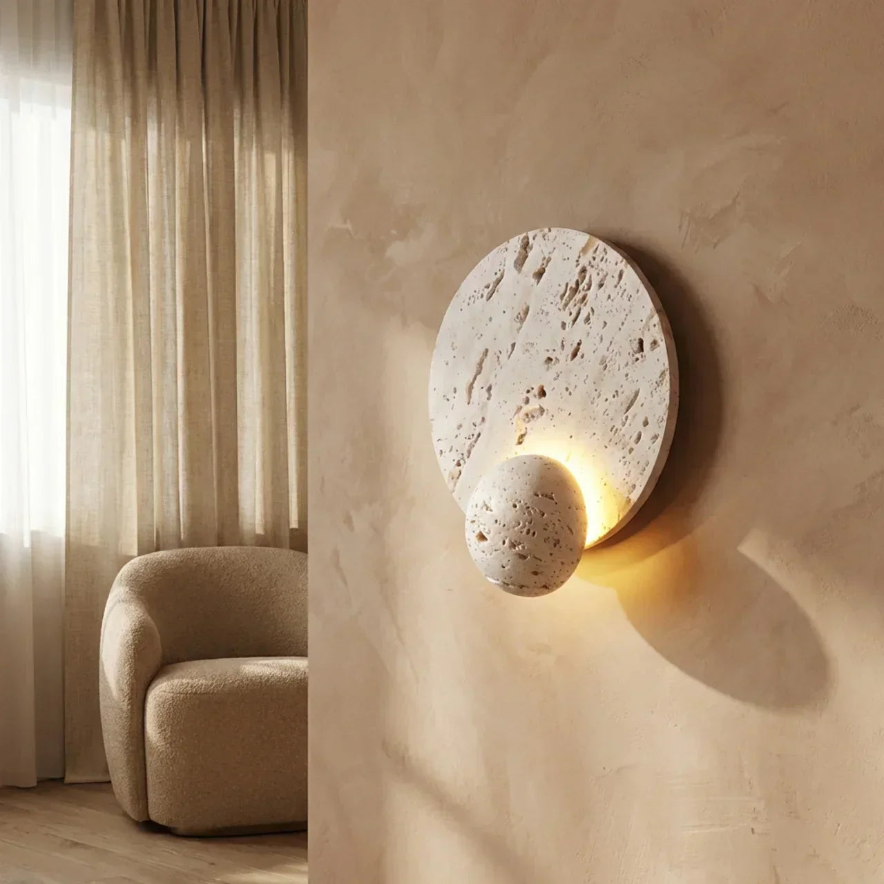 Integrated LED Travertine Wall Sconce for Indoor Use | Temsk