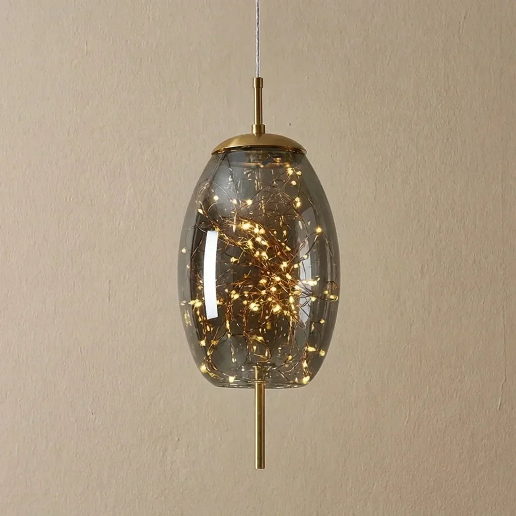 Glass Cylinder and Oval Pendant Ceiling Light Fixture | Temsk