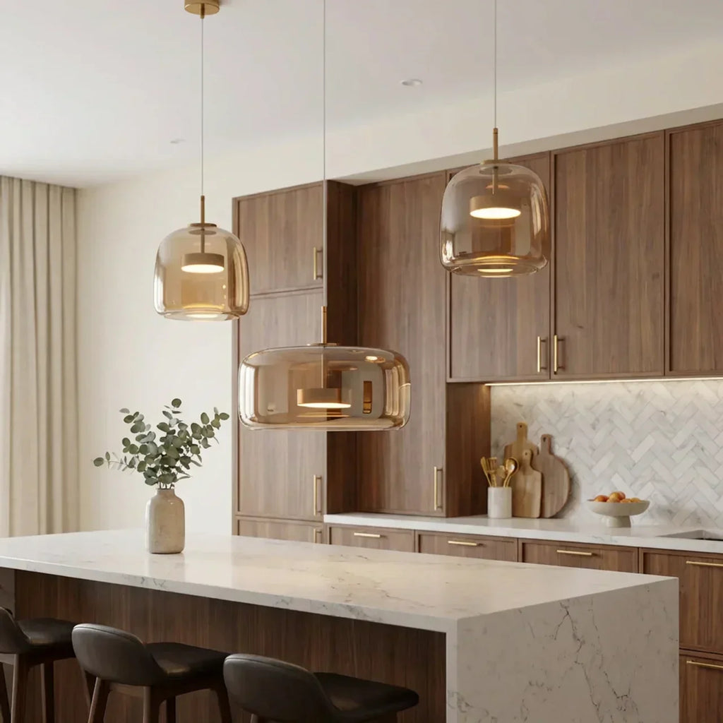 Smoked Glass Pendant Light With Built In LED For Ceiling Mount | Temsk