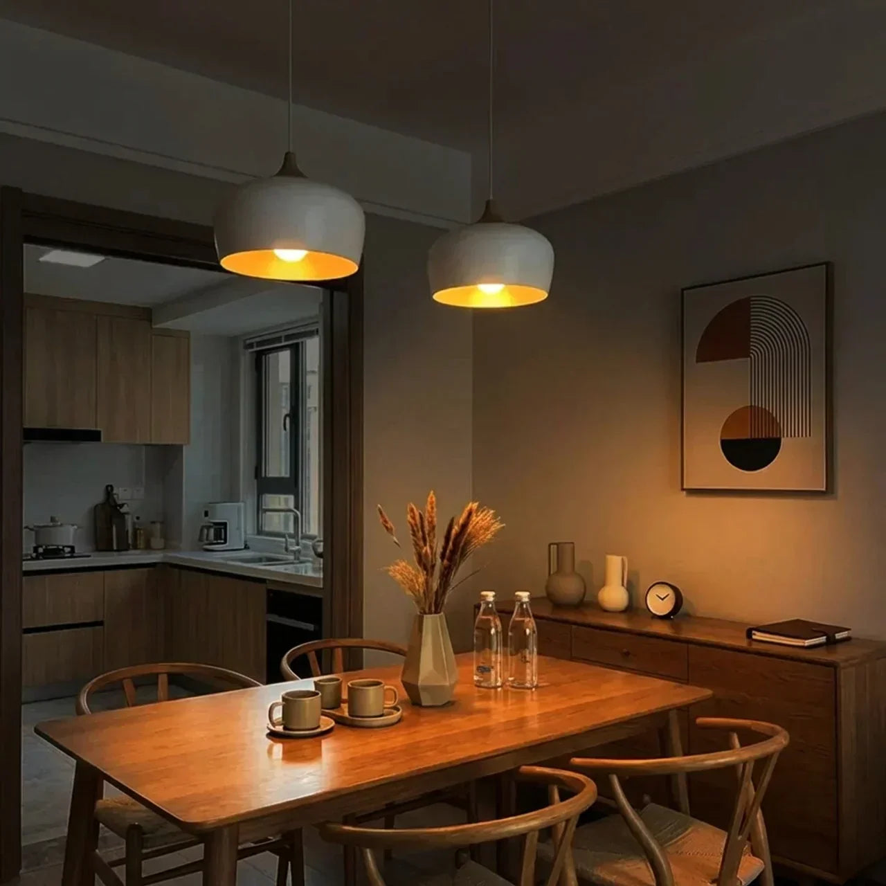 Pendant Light With Sculptural Shape Design In Metal And Wood | Temsk