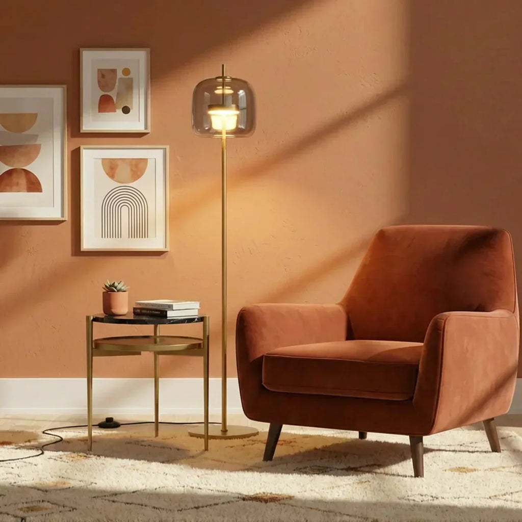 Smoked Glass Floor Lamp Classic Design For Living Rooms | Temsk