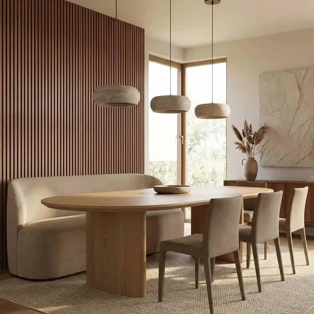 Donut-Shaped Travertine Pendant Light With Integrated LED | Temsk