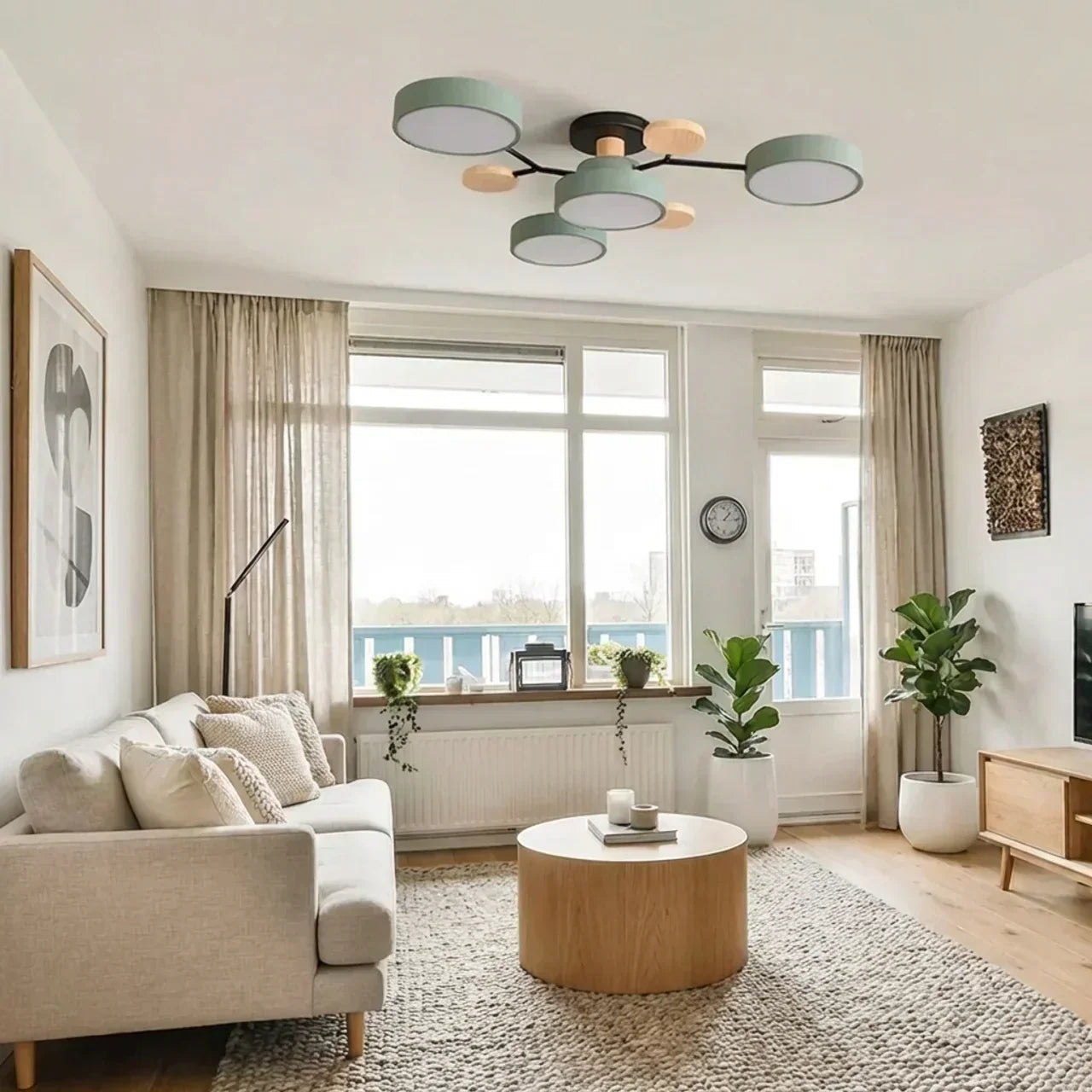 Branch Design Flush Mount Ceiling Light With Wood Accents | Temsk