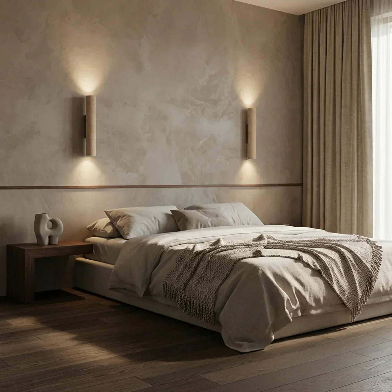 Travertine Vertical Wall Light With Up-Down LED For Indoor Use | Temsk