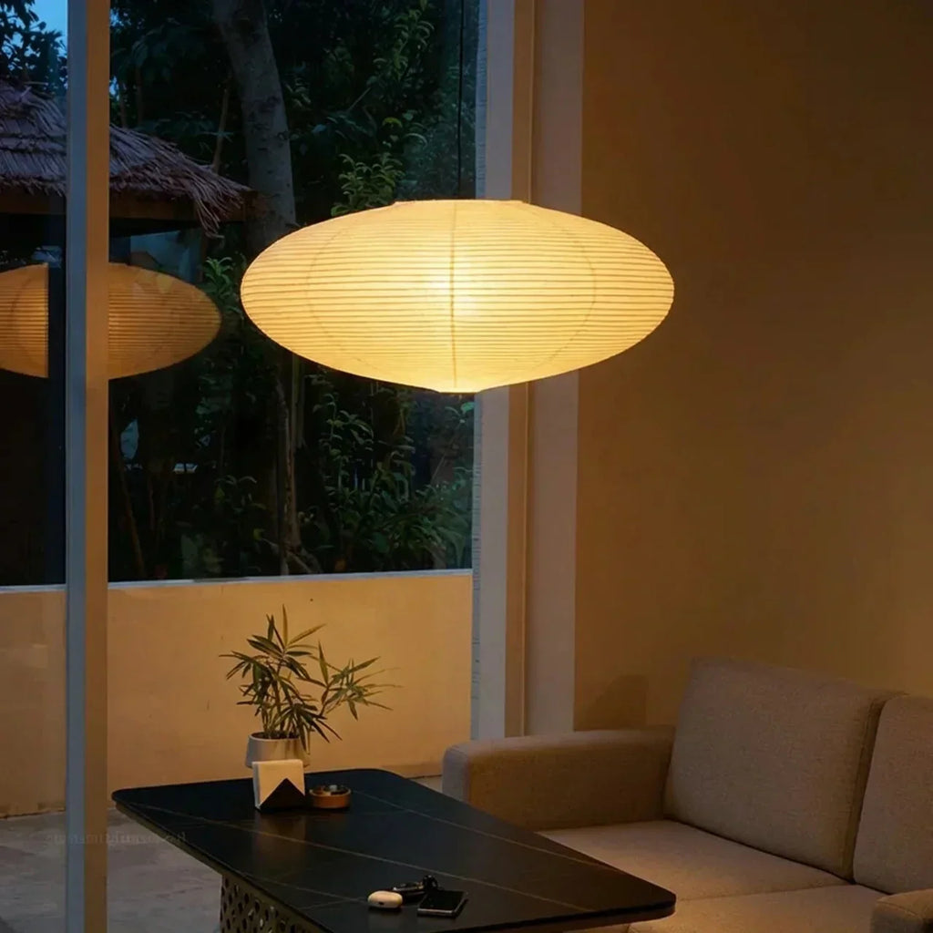 Oval Shade Rice Paper Pendant Light For Indoor Ceiling Lighting | Temsk
