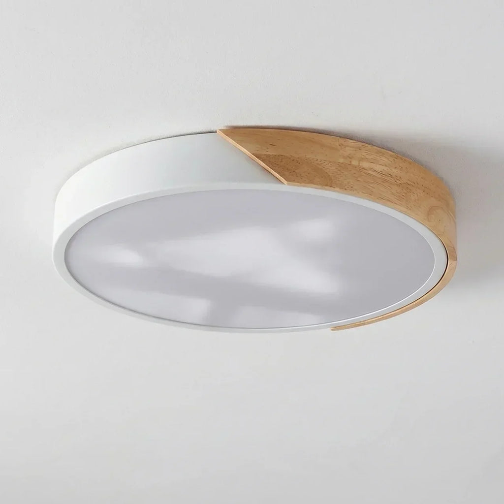 Round Wood Flush Mount LED Ceiling Light Design Fixture | Temsk