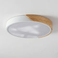 Round Wood Flush Mount LED Ceiling Light Design Fixture | Temsk
