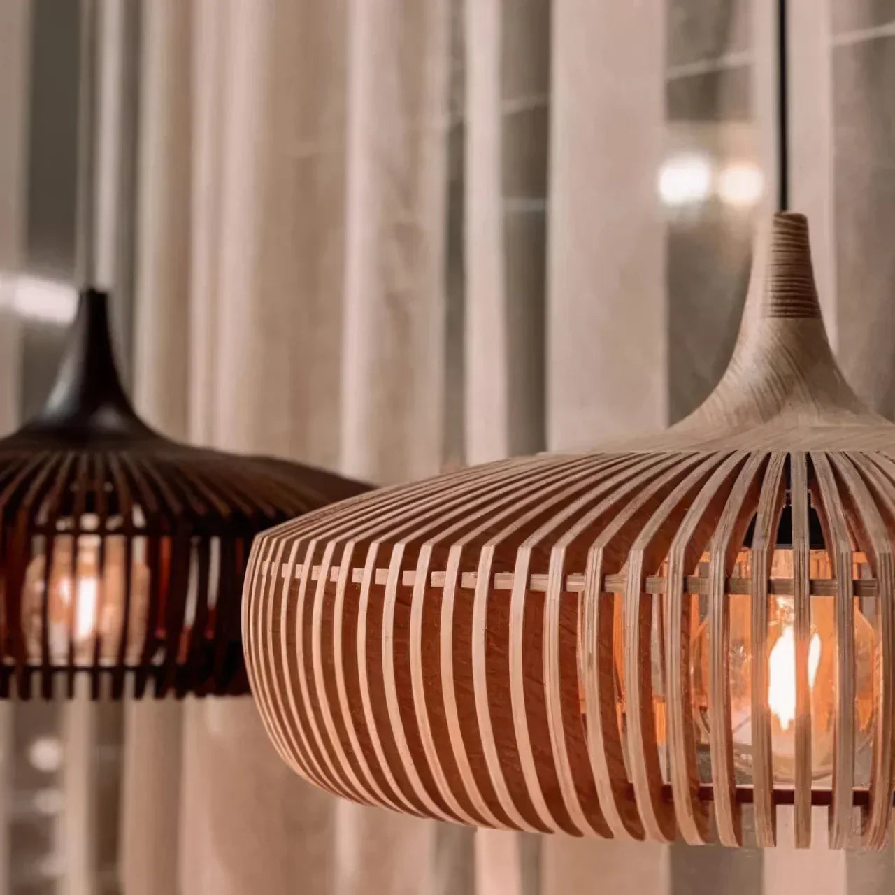 Wood Pendant Light With Minimalist Dome Shade For Indoor Use | Temsk