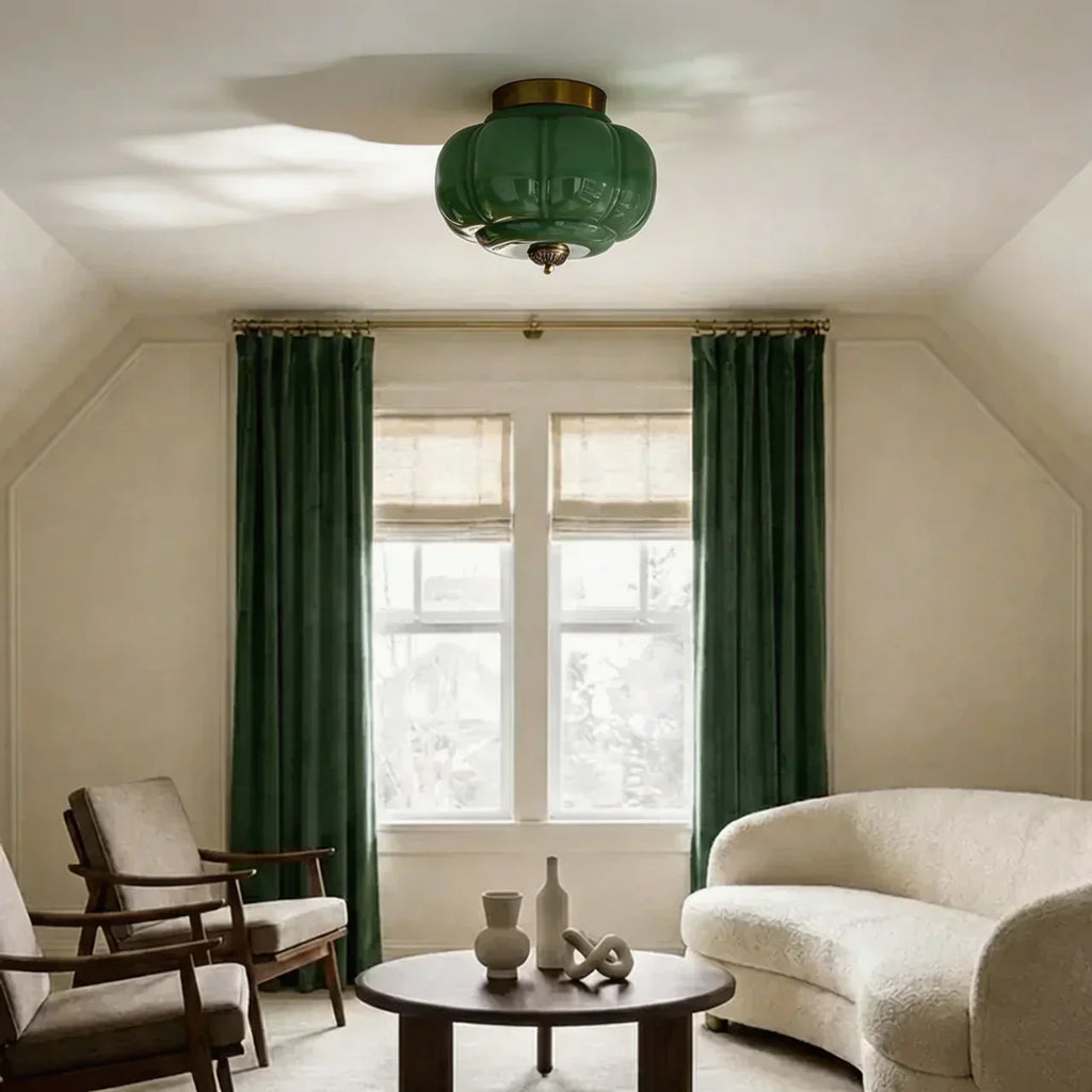 Lampada a soffitto semi-incassata con finitura in vetro latte vintage | Temsk