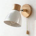 Wall Sconce Light With Adjustable Shade, Metal Shade And Wood Mounting Base | Temsk
