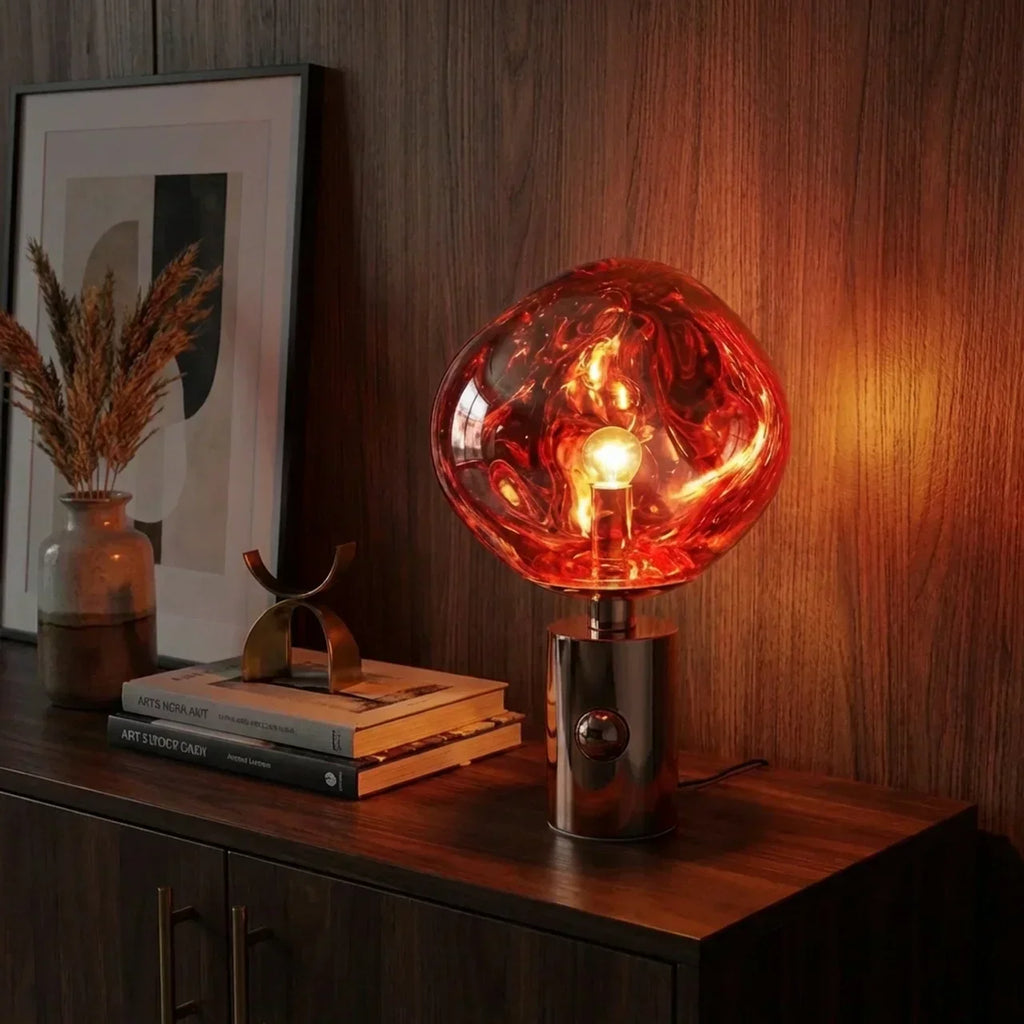 Melted Acrylic Table Lamp With Sculptural Molten Style Shade | Temsk