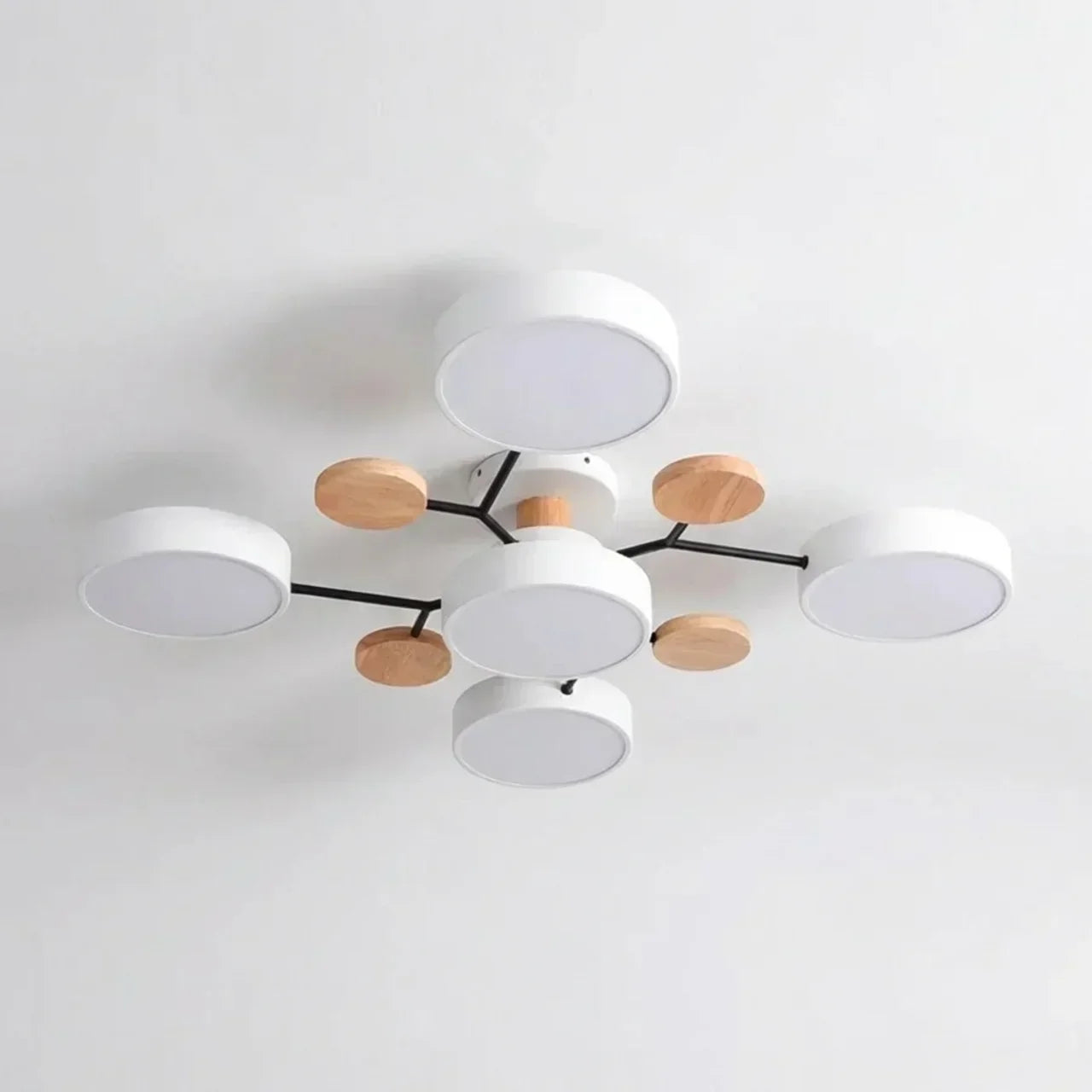 Branch Design Flush Mount Ceiling Light With Wood Accents | Temsk