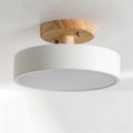 Wood Round LED Design Semi Flush Mount Ceiling Lighting | Temsk