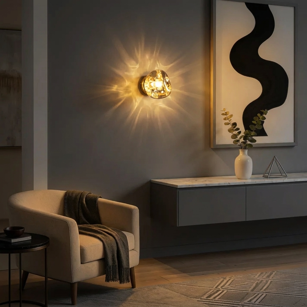 Melted Acrylic Wall Light Fixture With Sculptural Shade | Temsk