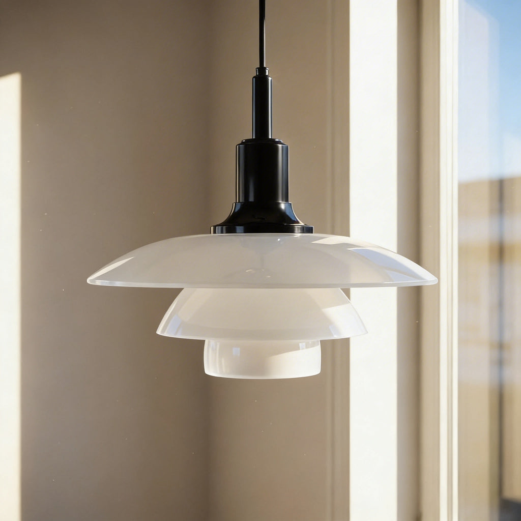 Compact Danish Layered Glass Pendant Light Fixture | Temsk