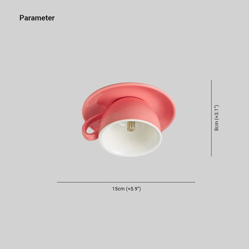 Coffee Cup Ceramic Ceiling Light LED Blue Pink Or Yellow For Bedroom And Living Room Temsk
