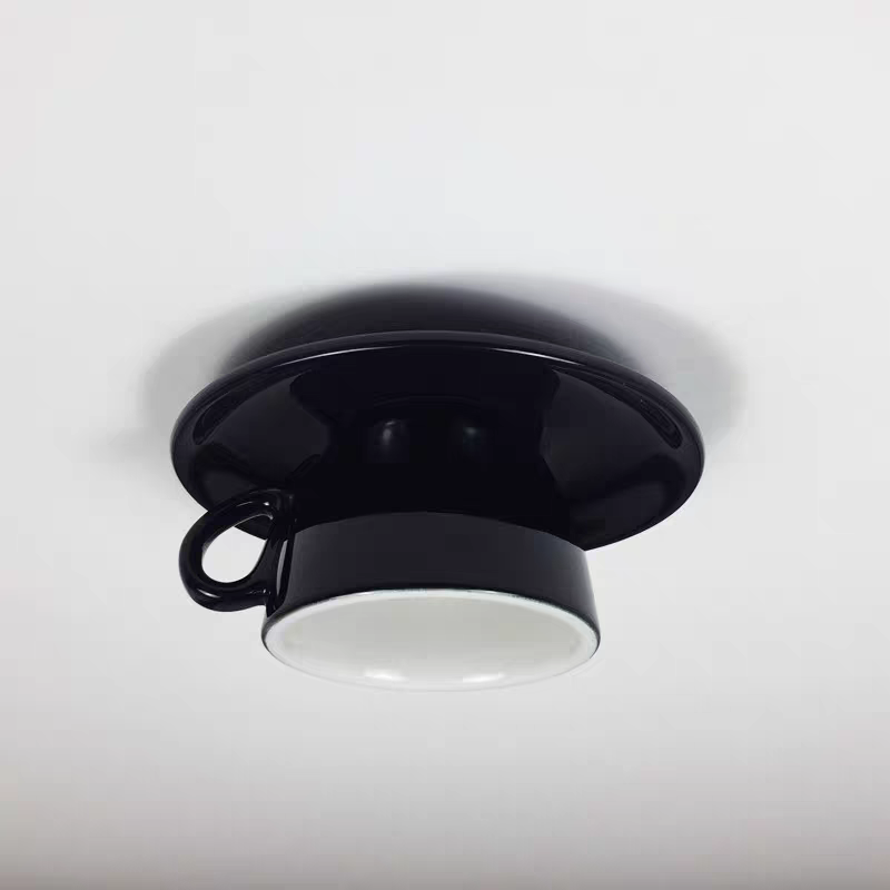 Coffee Cup Ceramic Ceiling Light With LED In Blue Pink For Bedroom And Living Room | Temsk