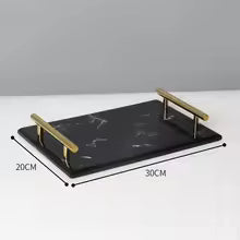 Regal Black Marble Presentation Tray With Gold Rim For The Bathroom | Temsk
