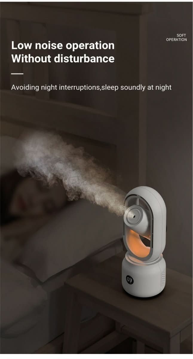 BreezeMist Portable Bladeless Fan With Humidifier And Night Light | Temsk