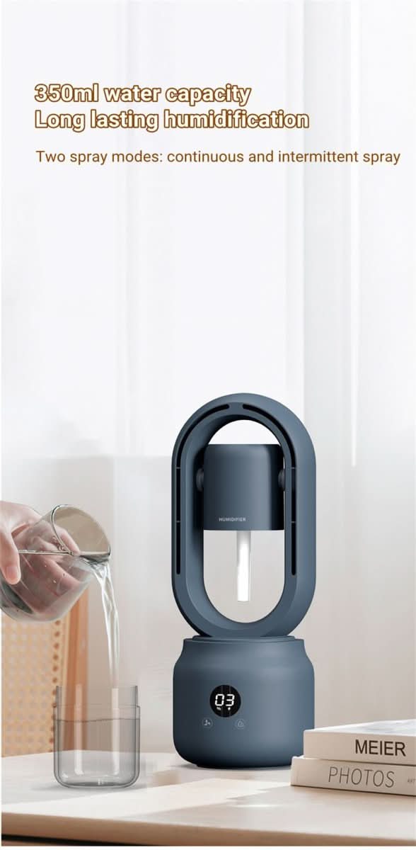 BreezeMist Portable Bladeless Fan With Humidifier And Night Light | Temsk