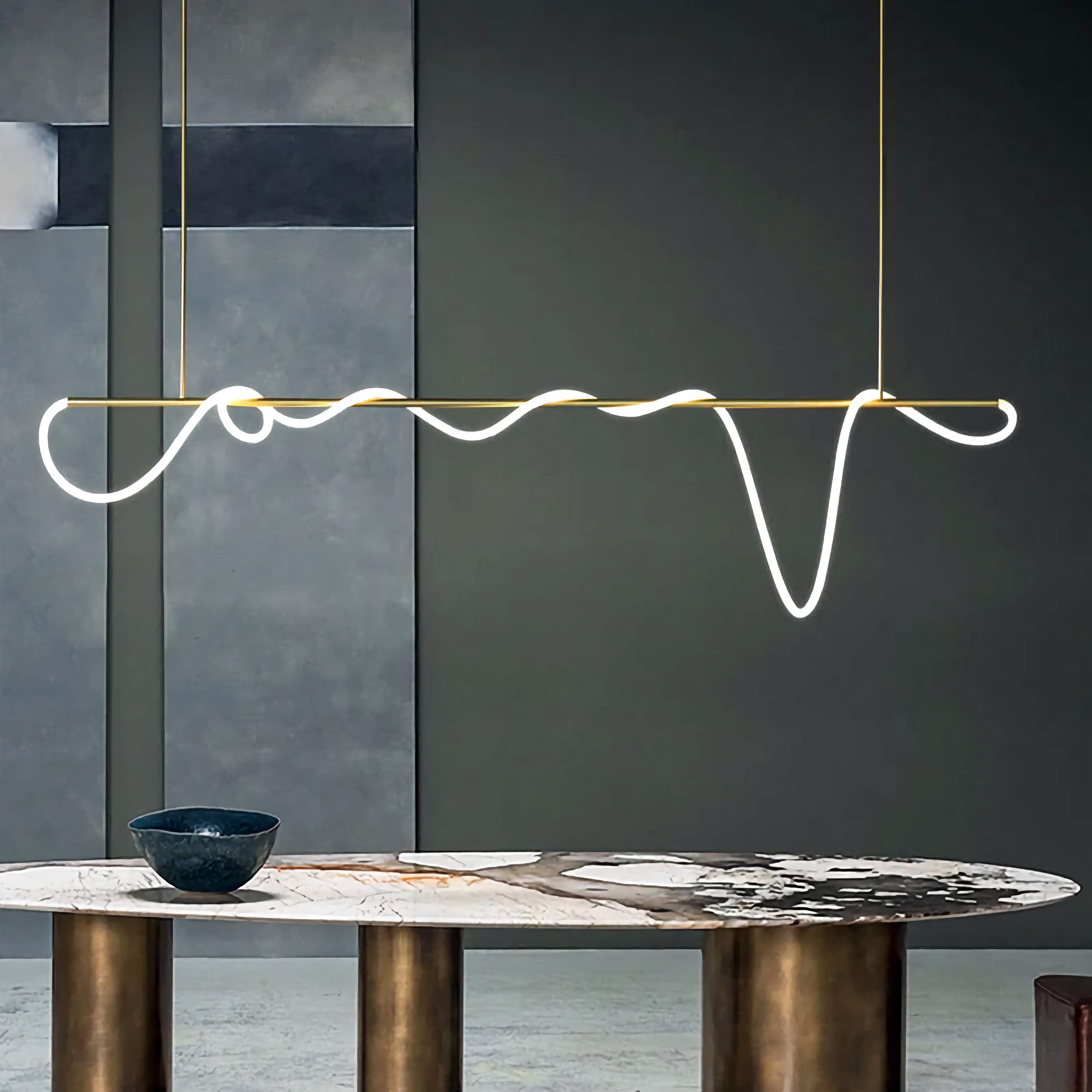 Copper G9 LED Ceiling Lamp, Curved Tube, Surface Mounted, Gold Black Silver | Temsk