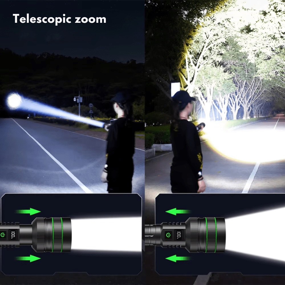 مصباح يدوي LED، قابل لإعادة الشحن مع تكبير | تمسك