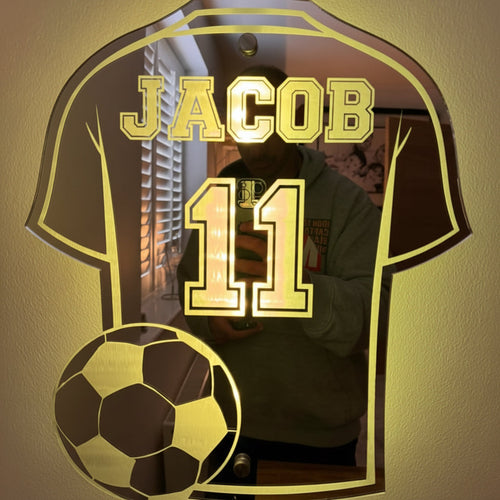 Custom Name LED Mirror With Soccer Jersey Design Temsk