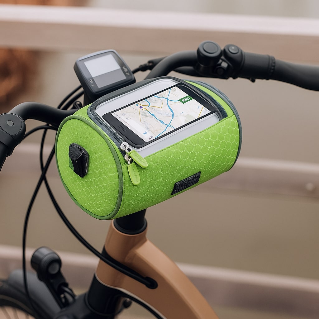 Vandtæt cykelstyrtaske med touchscreen telefonholder og opbevaring | Temsk