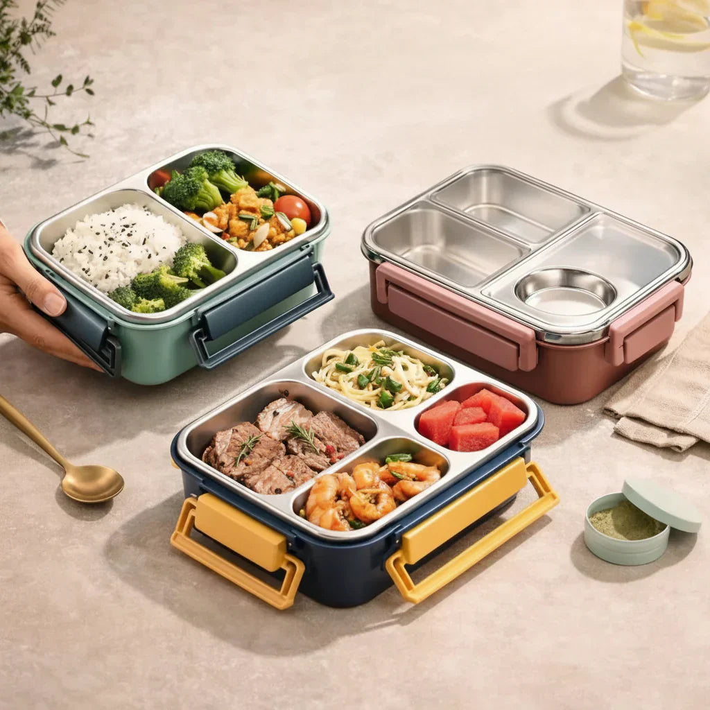 Stainless Steel Lunch Box With Bento Compartments For Meals | Temsk