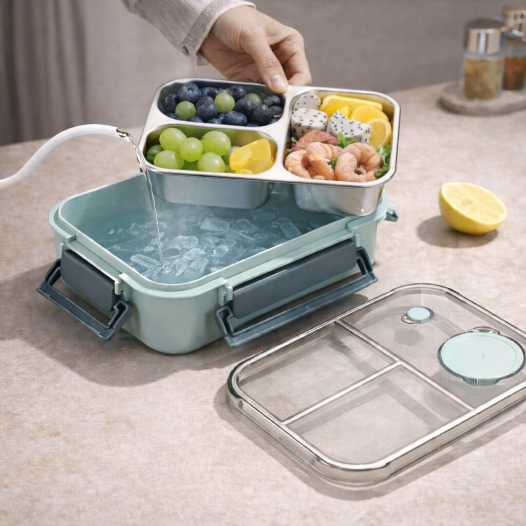 Stainless Steel Lunch Box With Bento Compartments For Meals | Temsk