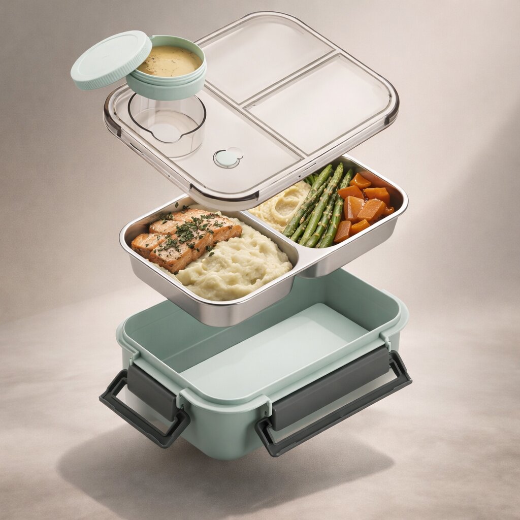 Stainless Steel Lunch Box With Bento Compartments For Meals | Temsk