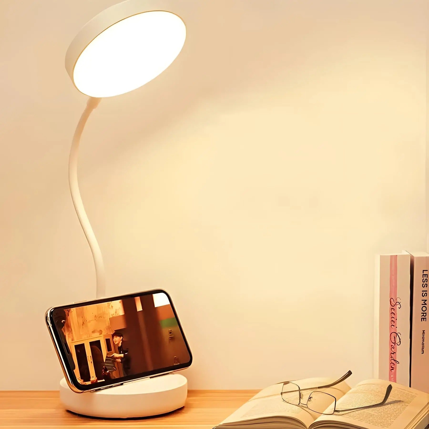 LED-Schreibtischlampe mit USB-Ladung und verstellbarem Schwanenhals-Leselicht | Temsk