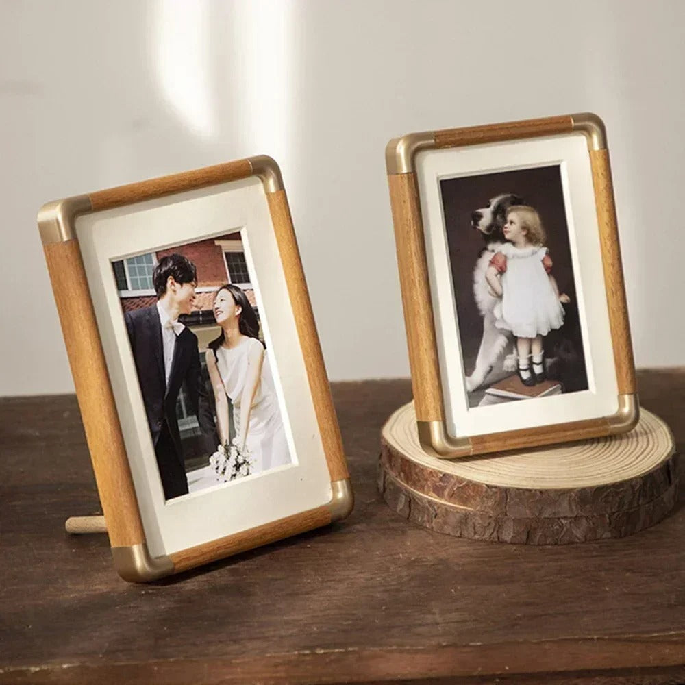 Brooks Vintage Holz- und Messing-Fotorahmen für Tischdekoration | Temsk