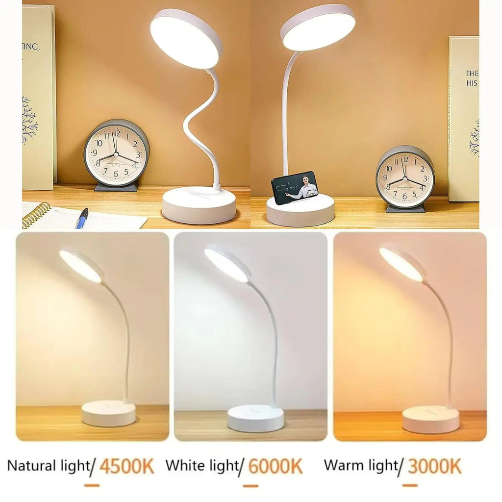 LED-Schreibtischlampe mit USB-Ladung und verstellbarem Schwanenhals-Leselicht | Temsk