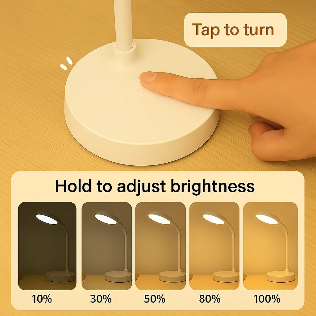 LED-Schreibtischlampe mit USB-Ladung und verstellbarem Schwanenhals-Leselicht | Temsk