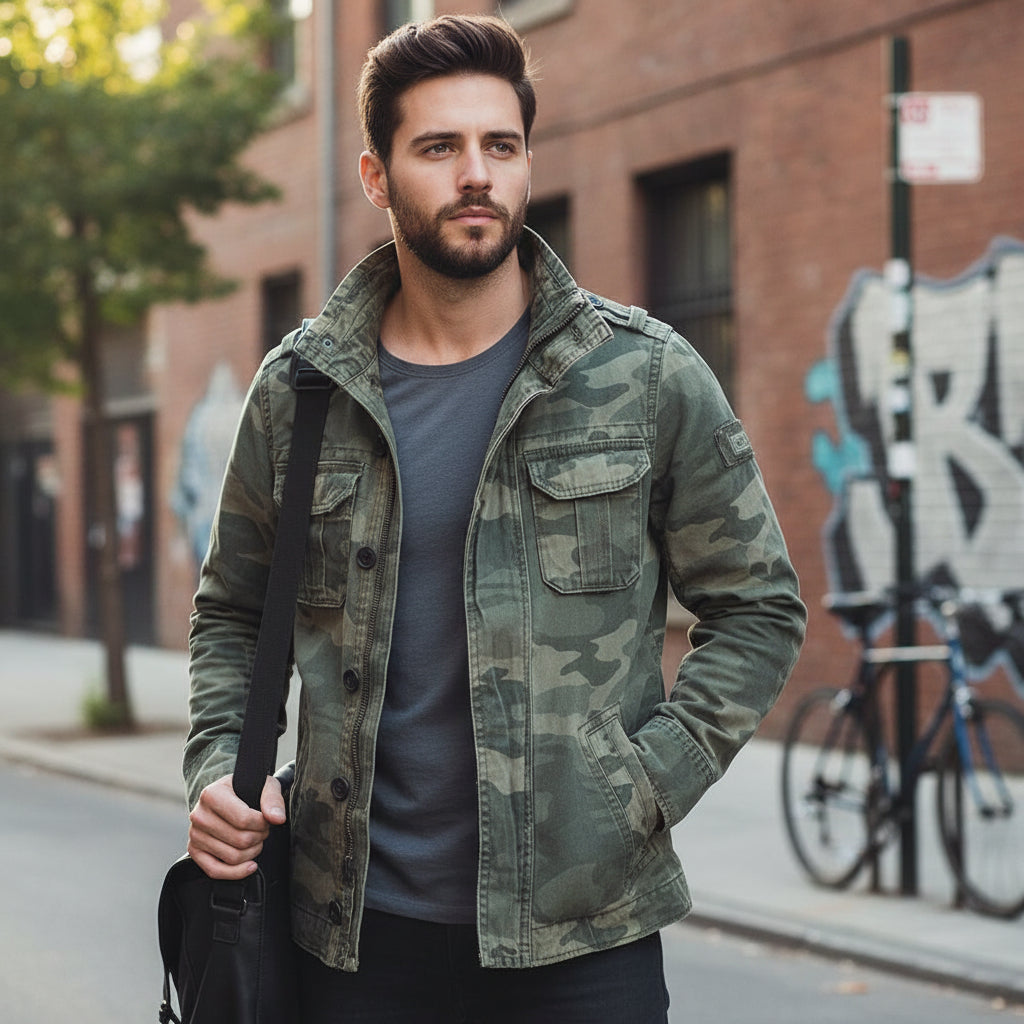 Herrenjacke mit Reißverschluss vorne im modernen Freizeitstil | Temsk