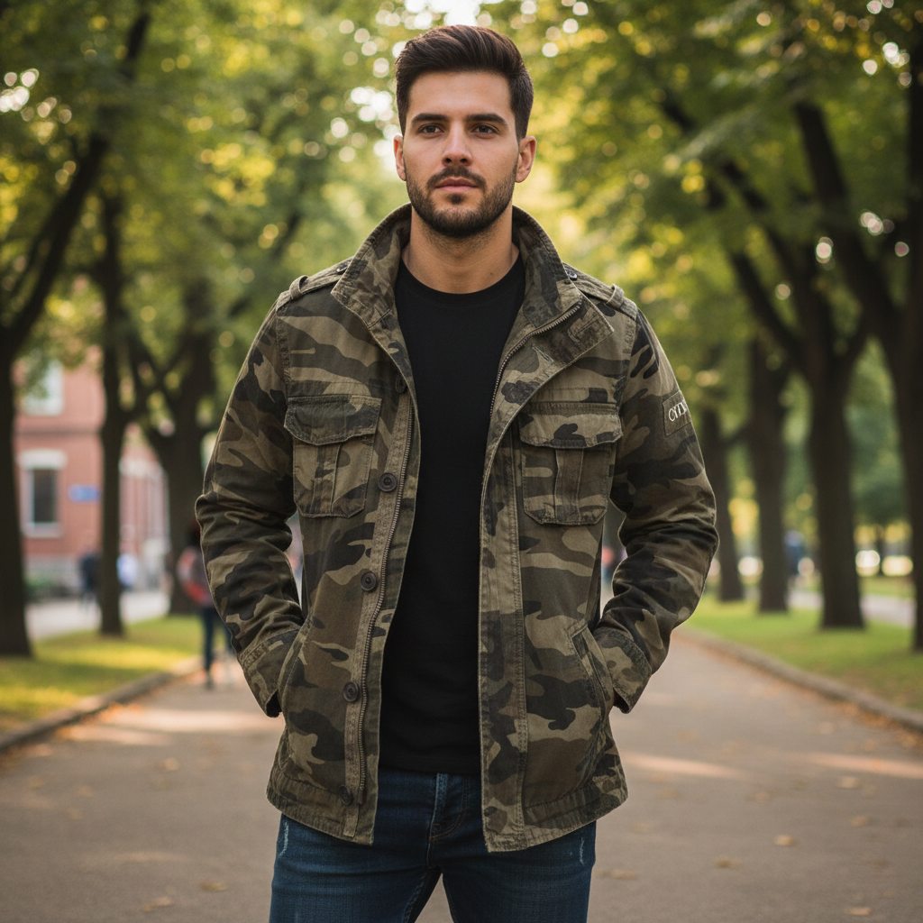 Herrenjacke mit Reißverschluss vorne im modernen Freizeitstil | Temsk
