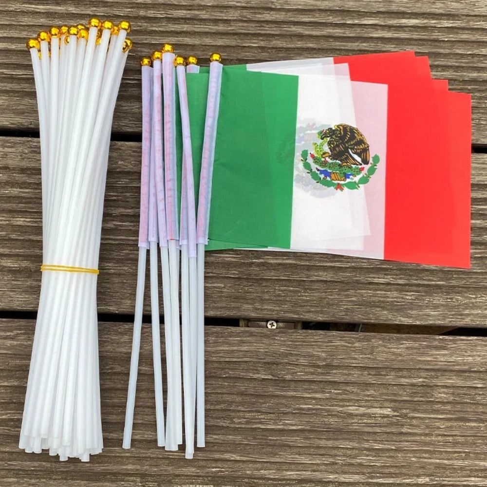 Mexikanische Handheld Mini-Flaggen für Veranstaltungen Festliches Feier-Set | Temsk
