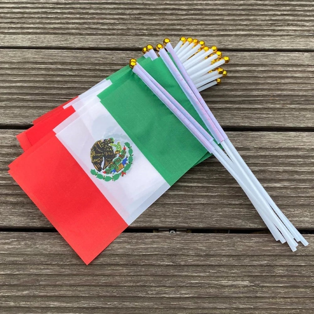 Mexikanische Handheld Mini-Flaggen für Veranstaltungen Festliches Feier-Set | Temsk