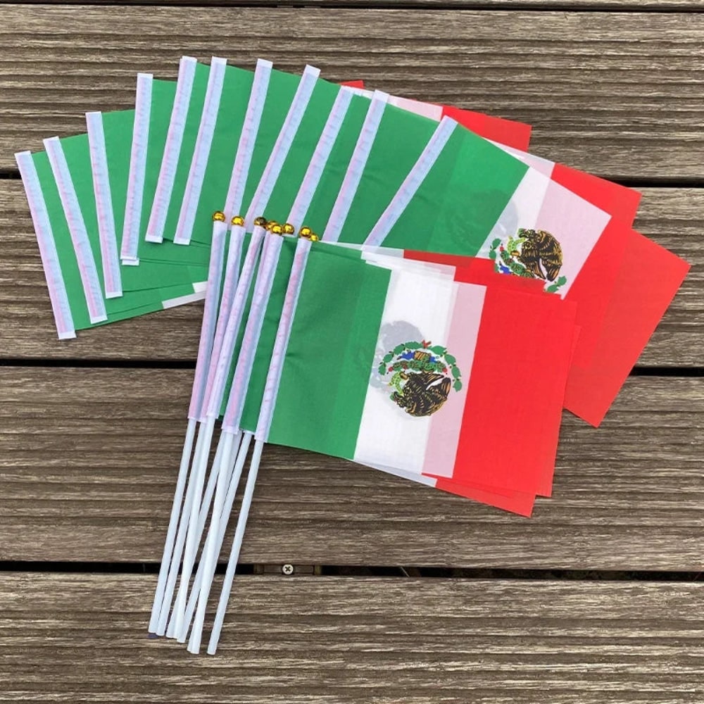 Mexikanische Handheld Mini-Flaggen für Veranstaltungen Festliches Feier-Set | Temsk