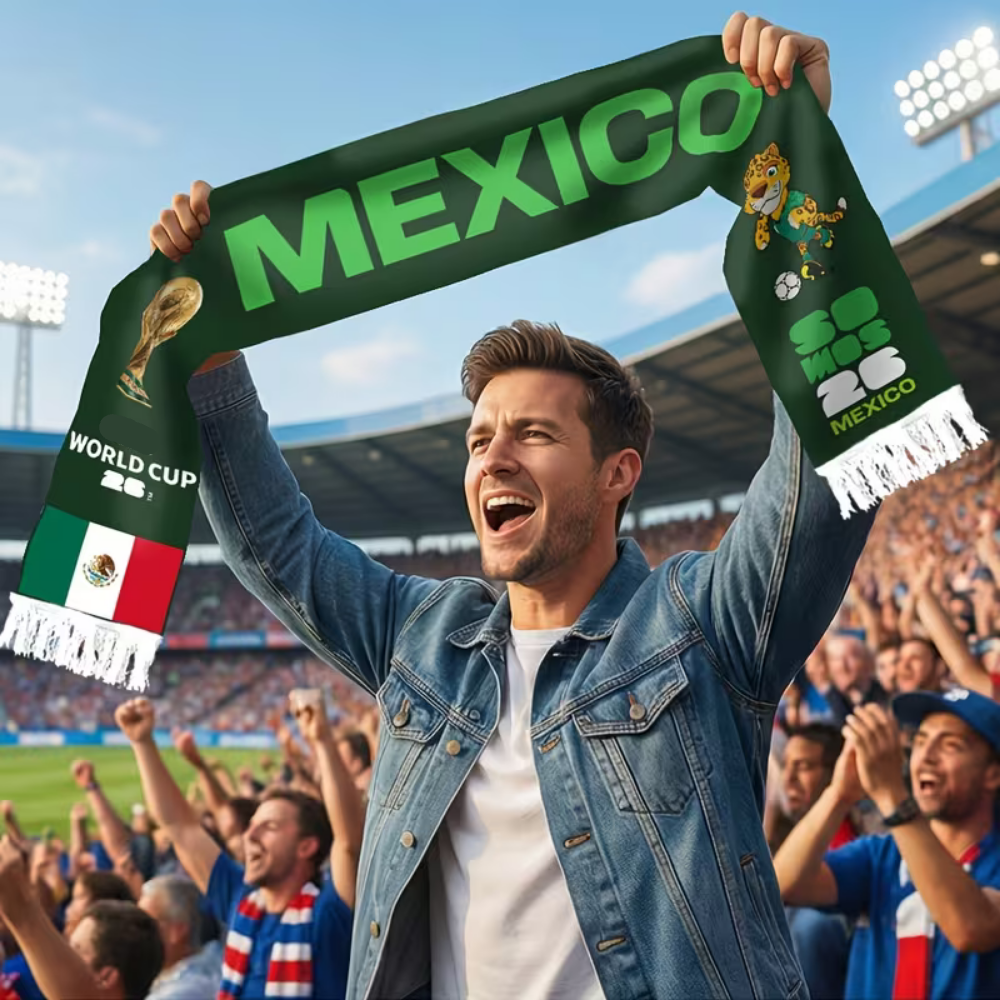 Mexiko Flaggen Fransen Strick Fußballschal für engagierte Fans | Temsk