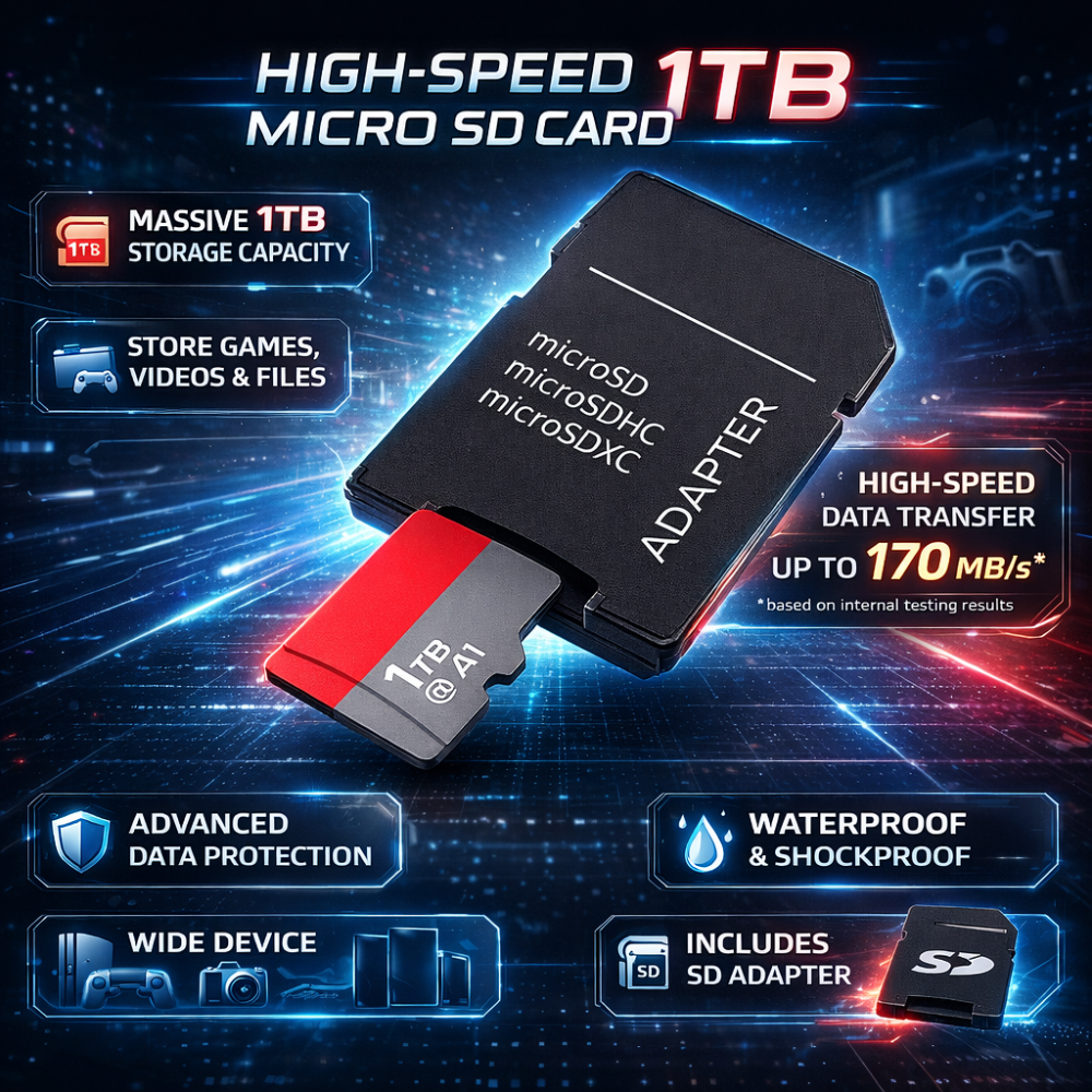 1TB Micro SD Card With High Speed Adapter For Phones And Cameras | Temsk