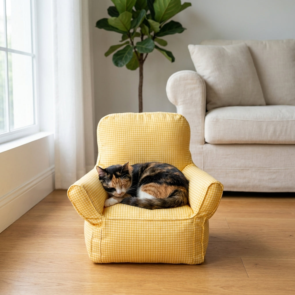 Miniature Armchair Cat Bed With Fabric and PP Cotton in Standard or Large Size | Temsk