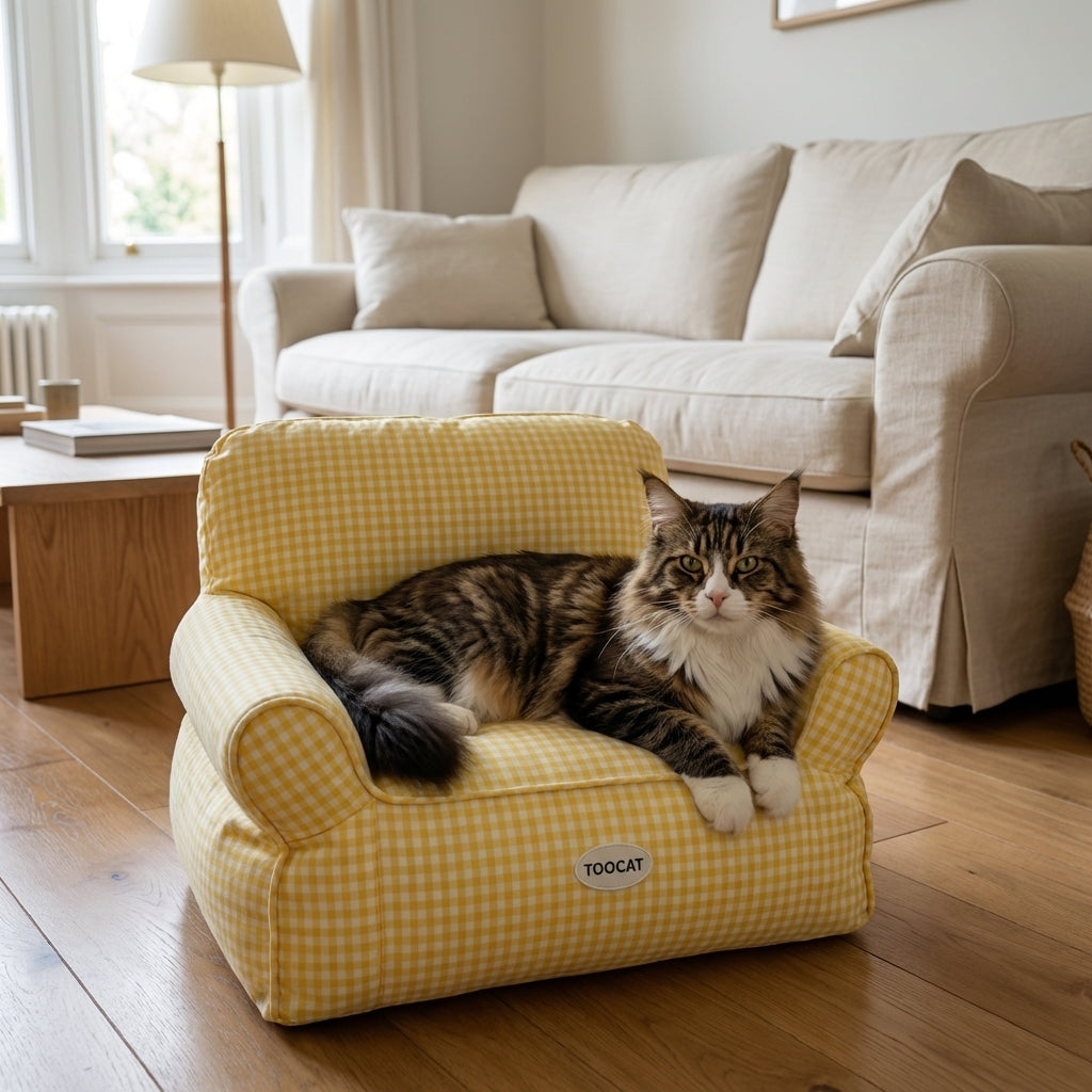Miniature Armchair Cat Bed With Fabric and PP Cotton in Standard or Large Size | Temsk
