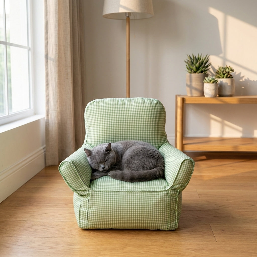 Miniature Armchair Cat Bed With Fabric and PP Cotton in Standard or Large Size | Temsk