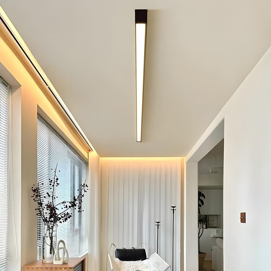 Black Aluminum Slim LED Ceiling Linear Light Dimmable For Living Room Bedroom | Temsk