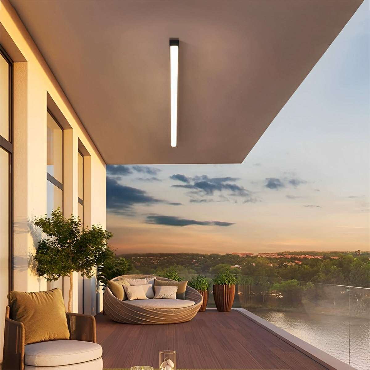 Black Aluminum Slim LED Ceiling Linear Light Dimmable For Living Room Bedroom | Temsk